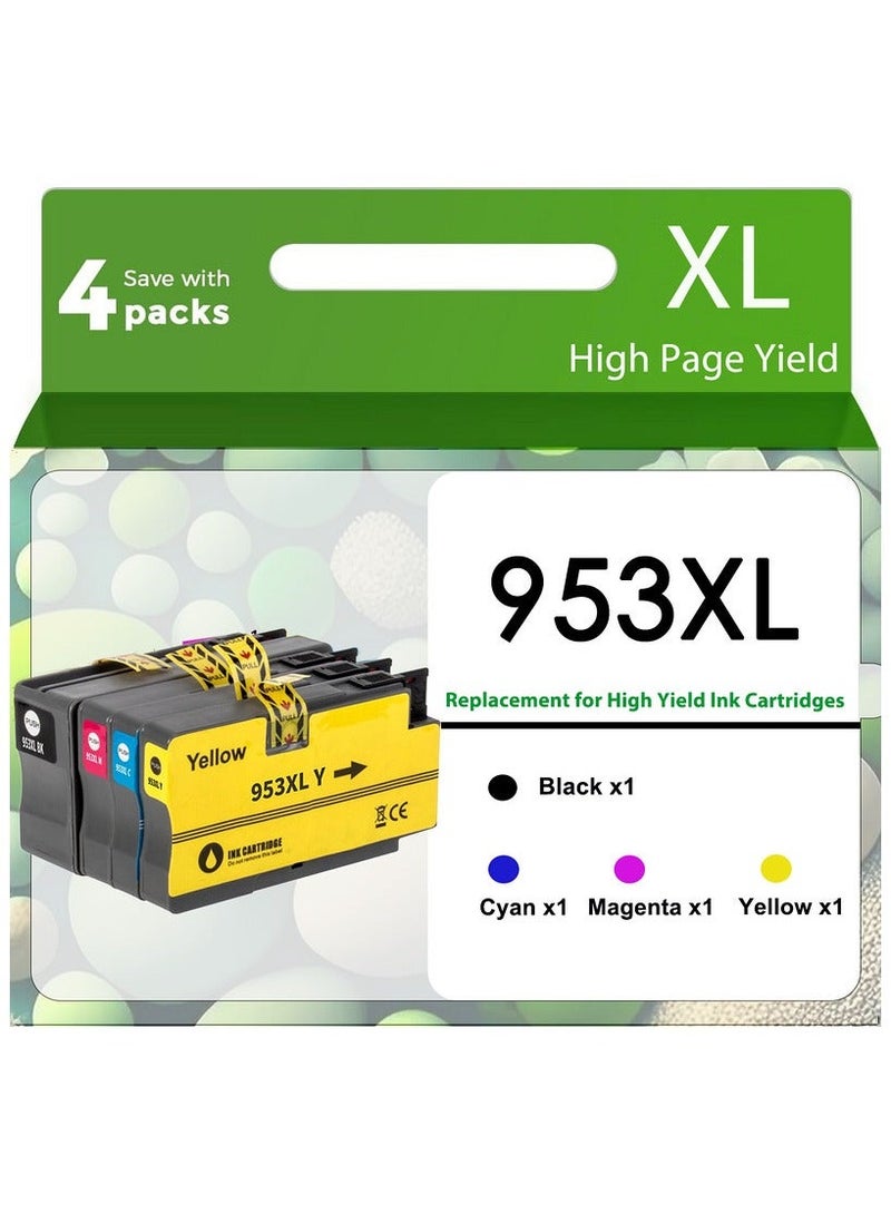 953XL 953 XL 4 Multi-Pack (Black XL and C/M/Y) Compatible Ink Cartridge Replacement with Advanced Chip Technology for Officejet pro 7720 7730 7740 8710 8715 8720 8725 Printers - Image 2